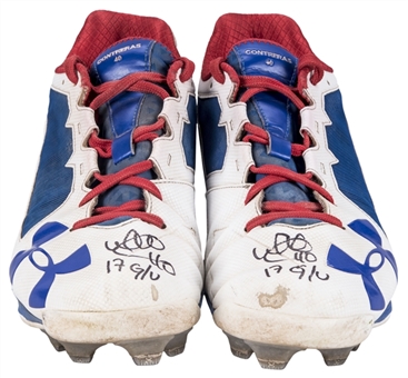 2017 Willson Contreras Game Used, Signed & Inscribed Under Armour Cleats (Anderson LOA)